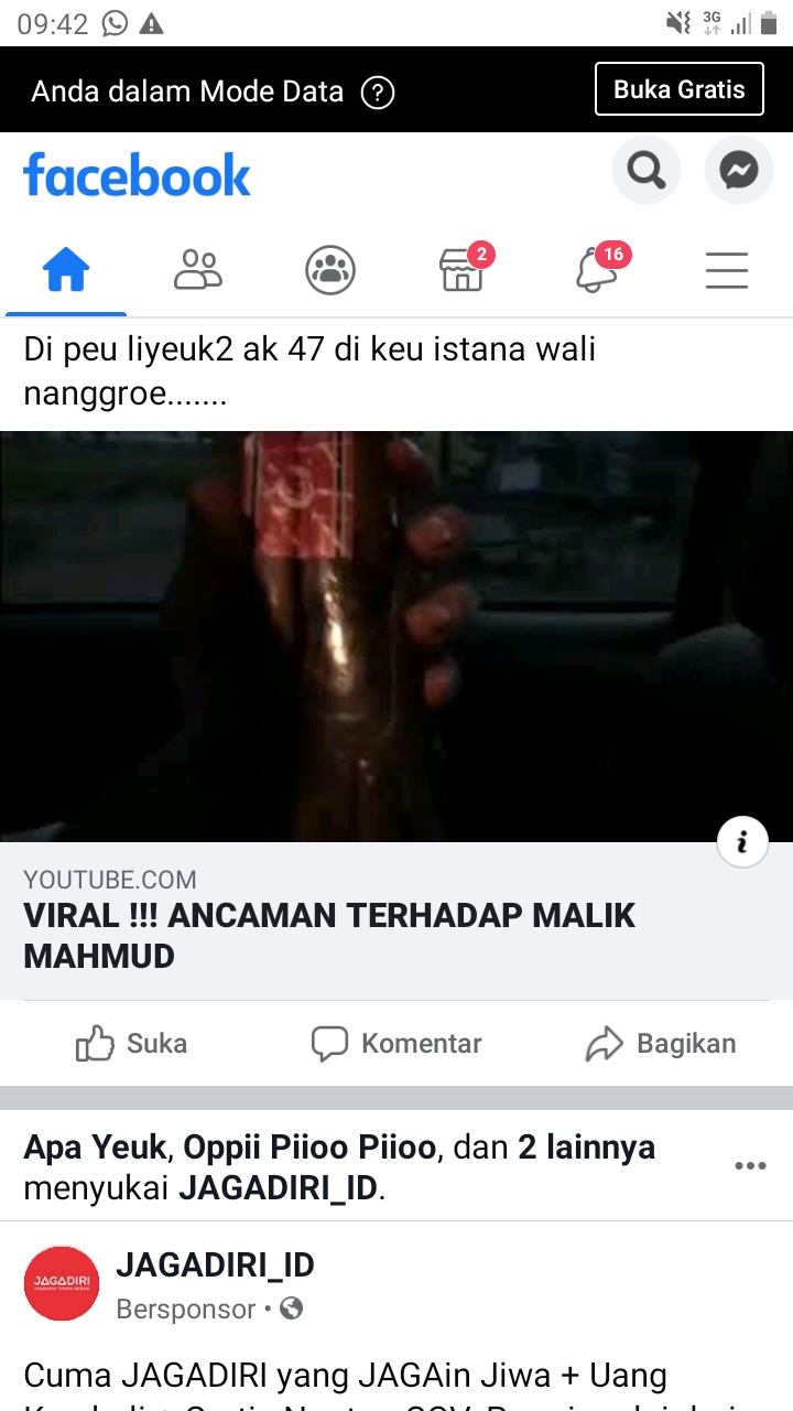 Screenshot laman fb yang beredar