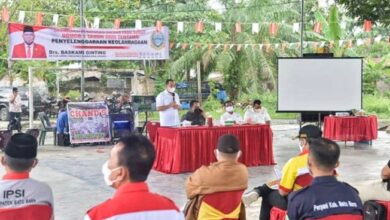 Bupati Batubara Ir. Zahir M. Ap saat membuka kegiatan Sosialisasi Perda Sumut Nomor 01 Tahun 2020 Tentang Penyelenggaraan Keolahragaan oleh Ketua DPRD Sumatera Utara Drs. Baskami Ginting