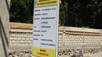 Ketgam: Plang Proyek pembangunan pagar TPU. Foto : Arwin