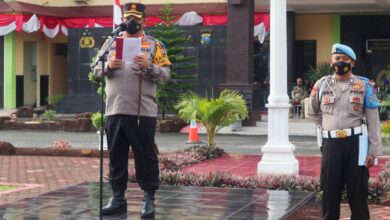 Kapolres Batubara AKBP Ikhwan Lubis, SH, MH saat pimpin Apel Pasukan dalam rangka Operasi Patuh TOBA 2021