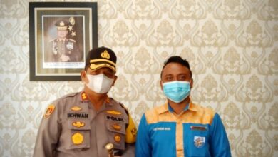 Kapolres Batubara AKBP Ikhwan Lubis SH, MH bersama Bakal Calon Ketua Umum DPD KNPI Fadhli Mahsan S. IP, M. Si.