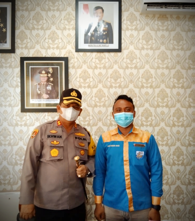 Kapolres Batubara AKBP Ikhwan Lubis SH, MH bersama Bakal Calon Ketua Umum DPD KNPI Fadhli Mahsan S. IP, M. Si.
