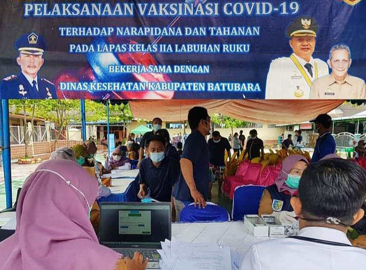 Pelaksanaan Vaksinasi Disisi ke-II dihari pertama pada Lapas Kelas IIA Labuhan Ruku.