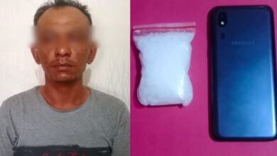 ACS alias Andi (38) beserta barang bukti yang berhasil diamankan petugas Sat Res Narkoba Polres Batubara