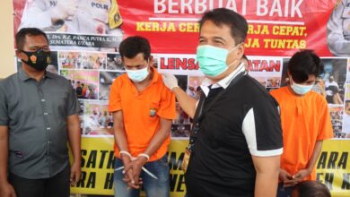 Kasat Reskrim Polres Batubara AKP Ferry Kusnadi saat pres realist kasus Curanmor di Operasi Kancil Toba 2021 oleh Iswan alias Iwan (42).