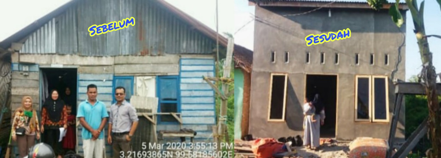 Rumah Mawardi warga Dusun VII Desa Kampung Lalang Kecamatan Tanjung Tiram yang mendapatkan bantuan program RTLH T.A 2020.