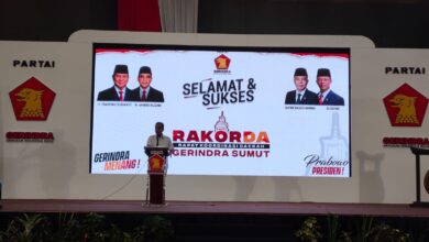 Sekretaris Jenderal DPP Gerindra, Ahmad Muzani, saat memberikan pengarahan ke seluruh kader Gerindra se-Sumut. (Doc; Ist)