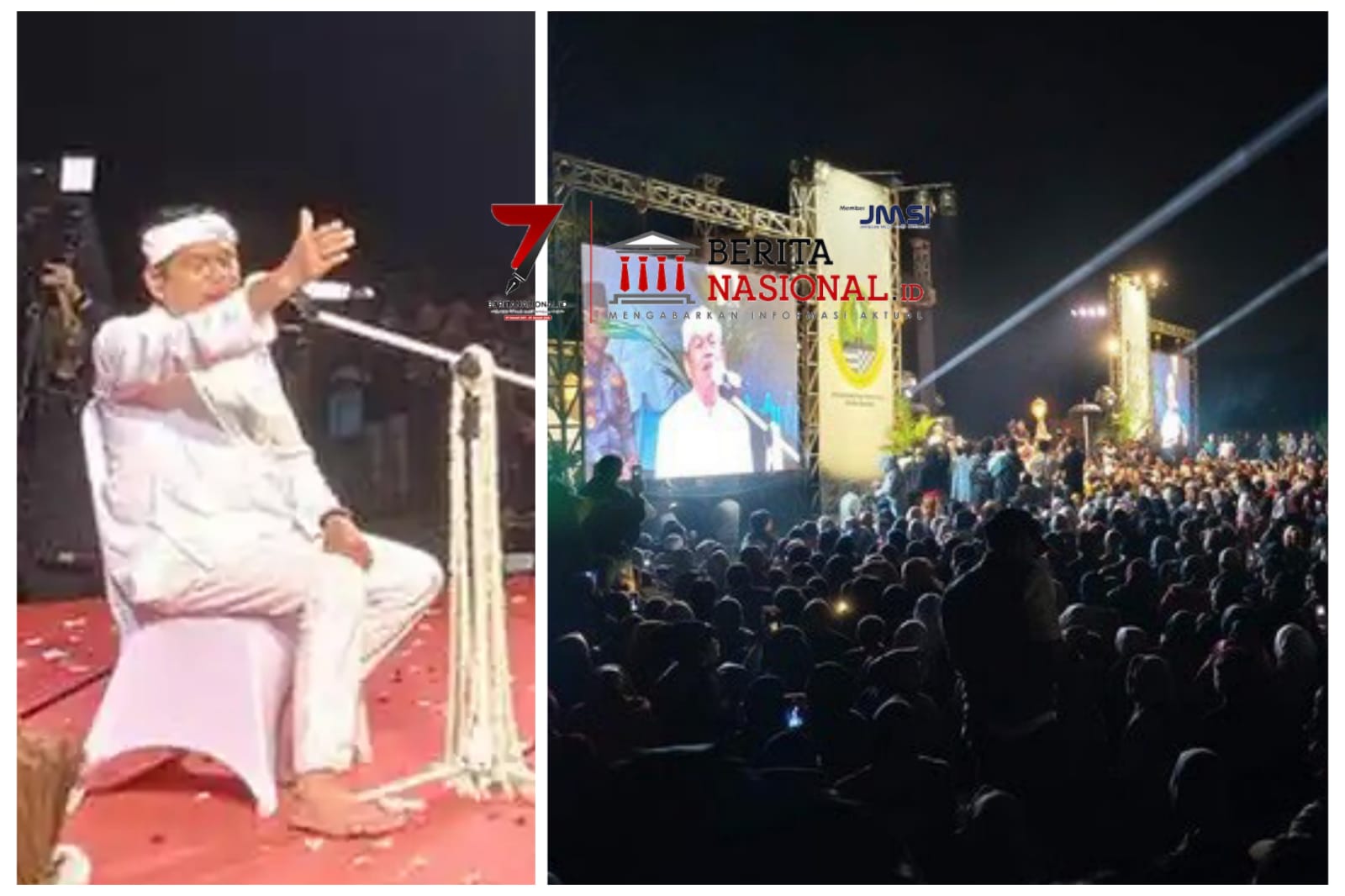 Caption: Gubernur Jawa Barat, Dedi Mulyadi (KDM) saat memberikan sambutan di acara Tarawih Keliling (Tarling) di Lapangan Desa Tanjungpura Kecamatan Rajapolah, Rabu (25/2/2026)//beritanasional.id//